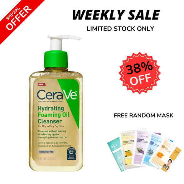 WEEKLY FLASH DEALS CERAVE Hydrating Foaming Oil Cleanser for Normal to Very Dry Skin with Squalane, Triglyceride and 3 Essential Ceramides 237 ML