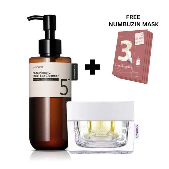 NUMBUZIN No.5+ Glutathione C Facial Spa Cleanser & No.5+ Vitamin Glutathione Dark Spot Cream + FREE MASK