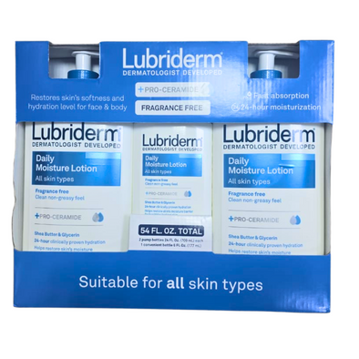 LUBRIDERM Fragrance-Free Daily Moisture Lotion Set | Suitable for All Skin Types