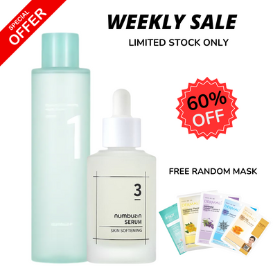 WEEKLY FLASH DEALS NUMBUZIN No.1 Pure-Full Calming Herb Tone & No.3 Skin Softening Serum