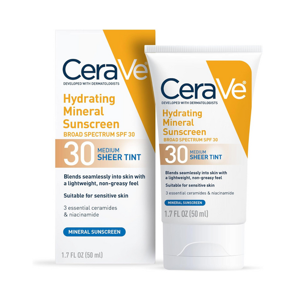 CERAVE Hydrating Mineral Sunscreen Broad Spectrum SPF30 Face Sheer Tint