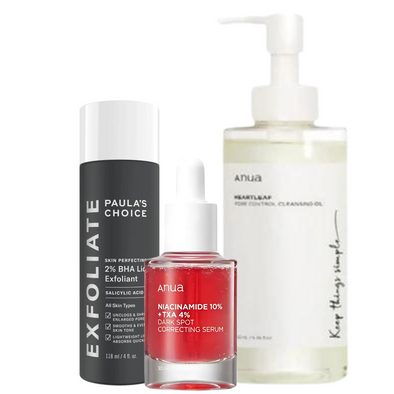 PAULA'S CHOICE Skin Perfecting + ANUA Niacinamide 10% + TXA 4% Serum + Anua Heartleaf pore control cleansing oil