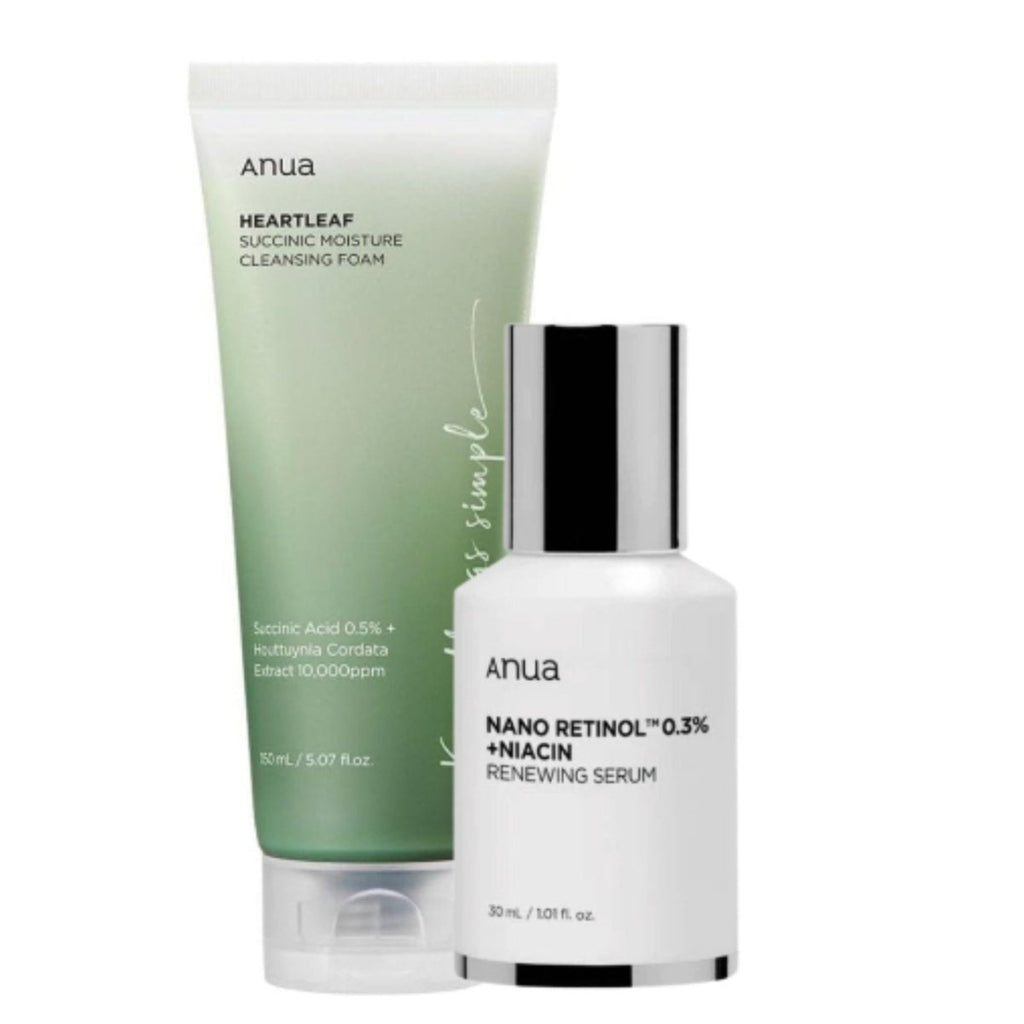 ANUA Renewing Serum & Cleansing Foam Set | Glam Secret