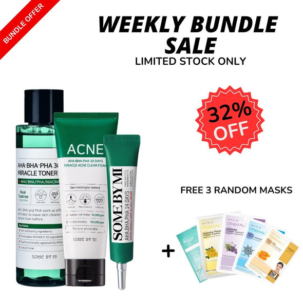 WEEKLY FLASH DEAL! SOMEBYMI Miracle Toner, Miracle Acne Clear Foam, Super Miracle Spot All Kill Cream SetsetGlam Secret