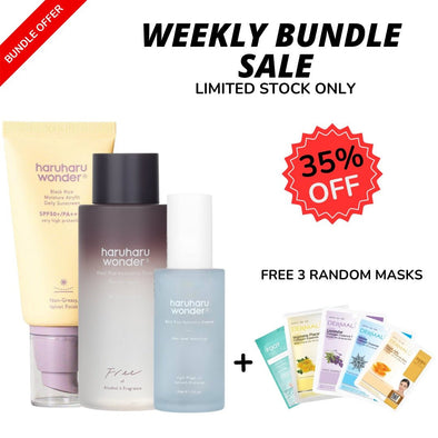 WEEKLY FLASH DEALS! Haruharu wonder Black Rice hyaluronic toner, Moisture Airyfit Daily Sunscreen, Black Rice Hyaluronic Essence SetsetGlam Secret