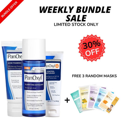 WEEKLY FLASH DEALS! PANOXYL Oil Control Moisturizer, Clarifying Exfoliant 2% Salicylic Acid, Acne Creamy Wash SetsetGlam Secret