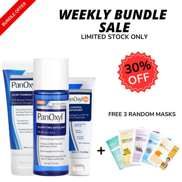 WEEKLY FLASH DEALS! PANOXYL Oil Control Moisturizer, Clarifying Exfoliant 2% Salicylic Acid, Acne Creamy Wash SetsetGlam Secret