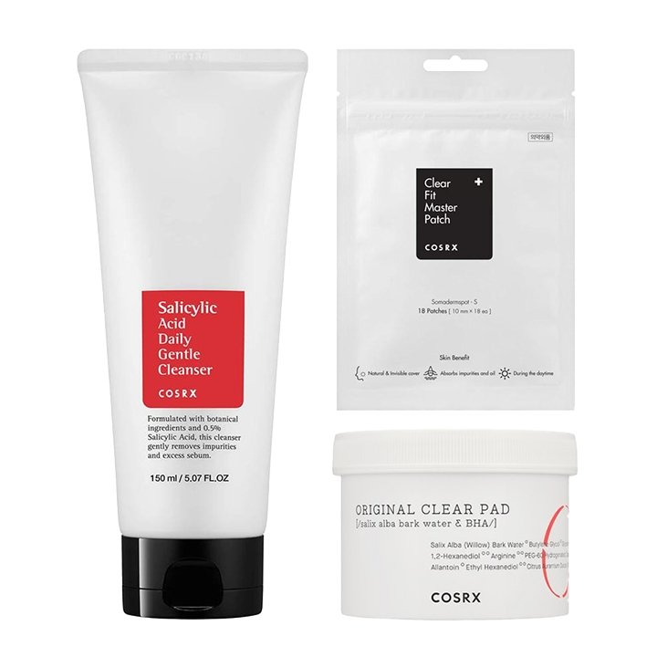 COSRX Gentle and Clear Set 200mlCOSRX Salicylic Acid, Master Patch, Cleansing PadsGlam Secret