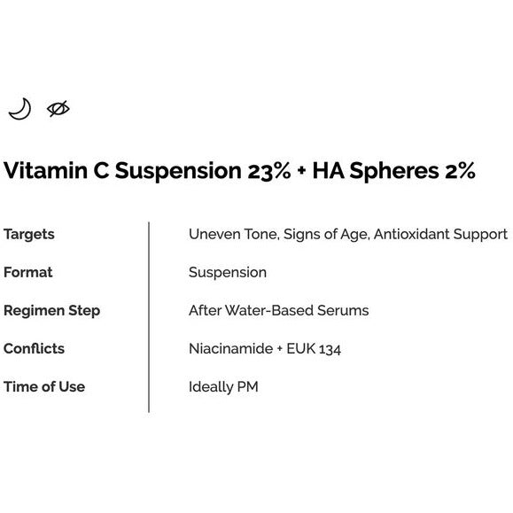 The Ordinary Vitamin c Suspension 23% + HA spheres 2% 30mlGlam Secret
